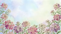 Watercolor floral border with pink and purple flowers on pastel background for spring designs, wedding invitations and feminine projects.
