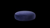 Round navy blue velvet floor cushion isolated on transparent background, ready for T-shirt design, clipart, stickers, print on demand, and sublimation projects.