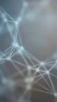 Abstract neural network connections with glowing synapses and soft bokeh background for science and technology presentations.