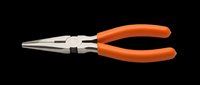 Long nose pliers with orange handles isolated on transparent background, ready for clipart, t-shirt design, print-on-demand products, stickers, and sublimation projects.