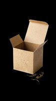 Open kraft cardboard box with lid and packing material isolated on transparent background, ready for packaging design, e-commerce mockups, shipping labels, print-on-demand products and commercial use.