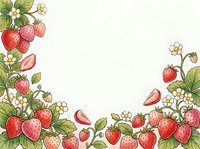 Fresh strawberries with white flowers and green leaves arranged on white background, isolated design element suitable for packaging, labels, and culinary projects.
