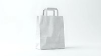 White paper shopping bag with handles isolated on clean background for retail branding and packaging design mockups.
