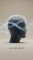 Silhouette of human head with flowing digital waves and light streams across forehead, representing artificial intelligence, neural networks, and cognitive technology for innovation and digital transformation concepts.