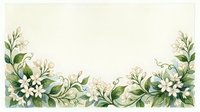 Watercolor floral border with white jasmine flowers and green leaves on light background, perfect for wedding cards, invitations, and stationery.