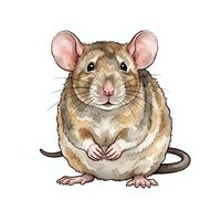 Cute brown and tan mouse with pink ears and tail, isolated on white background, ready for children's book illustrations, nursery decor, t-shirt designs, and clipart applications.