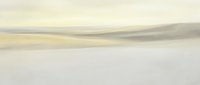 Abstract minimalist landscape with soft beige and gray horizontal bands creating serene atmospheric composition for modern interior design.