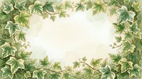 Ivy leaves frame isolated on white background, ready for design use on invitations, cards, posters, and web graphics.