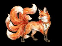 Stylized fox with flowing orange and cream tail isolated on transparent background, ready for t-shirt design, clipart, stickers, sublimation and print-on-demand projects.