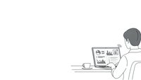 Businessman analyzing financial data and charts on laptop computer while drinking coffee at desk for business analytics and market research.