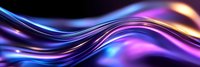 Flowing abstract waves in vibrant blue, purple and orange colors create dynamic motion effect against dark background, suitable for modern design backgrounds.