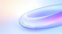 Smooth curved abstract shape in soft pastel colors with glossy translucent surface creates flowing minimalist composition against gradient background.