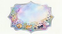 Watercolor frame with sea creatures and marine life on pastel rainbow background for summer designs and ocean themed projects.