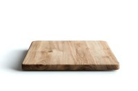 Wooden cutting board made of natural oak with visible wood grain texture isolated on white background for kitchen and food photography styling.