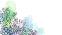 Watercolor succulent plants arrangement with soft pastel background for botanical design projects and natural home decor applications.