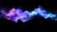 Vibrant cosmic nebula with swirling pink, purple and blue colors against starry black space background, creating mystical galaxy atmosphere for astronomy and space designs.