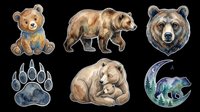 Bear cub sitting isolated on transparent background, perfect for t-shirt designs, clipart, stickers, print-on-demand products and sublimation projects. Ready-to-use design element.