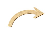 Curved golden arrow with textured surface pointing right, isolated on white background for design projects and presentations.