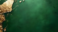 Abstract emerald green background with metallic gold leaf texture in corner creating luxury design element. Elegant decorative composition with copy space.