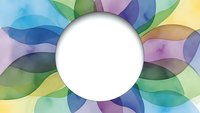Colorful watercolor petals radiating from white circle center creating vibrant floral mandala pattern for creative design projects and decorative artwork.