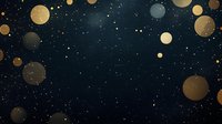 Magical starry night sky with golden and silver bokeh circles creating dreamy celestial atmosphere against dark background with twinkling stars and cosmic dust.