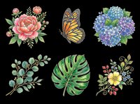 Six watercolor nature clipart elements isolated on transparent background, ready for stickers, t-shirt design, sublimation, and print on demand use.