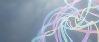 Abstract flowing ribbons in pastel rainbow colors creating dynamic swirls and curves against soft gradient background for modern digital art projects.