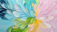 Abstract floral petals in pastel colors radiating from center creating dynamic movement and energy for modern design projects and decorative backgrounds.