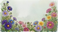 Watercolor wildflower border frame with colorful daisies and botanical elements on textured paper background for spring greeting cards and floral designs.