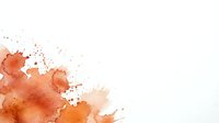 Abstract watercolor splash in warm orange and coral tones with paint splatters on white background for creative design projects.