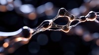 Macro photography of neural network visualization with glowing synaptic connections on dark background, showing interconnected nodes and pathways in modern science.