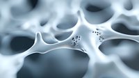 Microscopic view of neural network connections in white and blue tones showing synaptic activity and neuronal structure. Scientific medical visualization for neuroscience research.