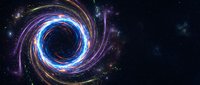Cosmic spiral galaxy with swirling energy rings and bright luminous center against starry space background for astronomy and science fiction designs.