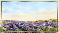 Expansive lavender field in full bloom stretches across rolling hills under soft morning light, ideal for travel, wellness, and nature-themed designs.