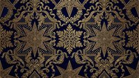 Ornate golden baroque pattern with stars and snowflakes on dark blue background. Luxury decorative seamless design for wallpaper, textile, wrapping paper.