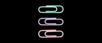 Stacked paper clips in turquoise, purple, and pink isolated on transparent background. Ready for clipart, t-shirt design, stickers, print-on-demand, and sublimation projects.