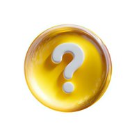 White question mark symbol on glossy yellow circular button with transparent background, suitable for web design and user interface elements.