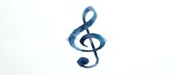 Treble clef symbol with watercolor texture on white background, isolated and ready for music education, design projects, and creative compositions.