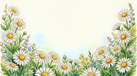 Watercolor daisy border with wildflowers on light background, copy space for text, greeting cards, invitations, and spring designs.