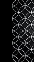 Modern geometric pattern with white interlocking circles on black background creating elegant repeating design for contemporary interior decor applications.