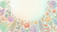 Soft pastel floral border with tropical leaves and blooms in mint, lavender, and peach tones, perfect for cards, banners, and social media.
