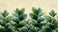 Fresh green eucalyptus leaves arranged in rows against light background, watercolor botanical illustration style for nature-inspired designs and decorative patterns.
