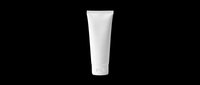 Blank white cosmetic tube isolated on transparent background, ready for skincare, lotion, cream, or beauty product branding and packaging design mockups.