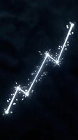 Glowing upward arrow made of bright white light with sparkling particles on dark background, representing growth, success, and positive business momentum for financial and corporate designs.