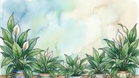 Watercolor botanical frame with green houseplants and foliage creating natural border on soft pastel background for home decor and wellness designs.