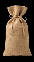 Rustic burlap drawstring bag isolated on transparent background, ready for stickers, print on demand, T-shirt design, clipart, and sublimation projects.