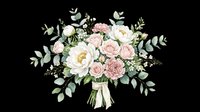 Elegant floral bouquet with pink and white roses, peonies, and eucalyptus greenery isolated on transparent background. Ready for t-shirt designs, clipart, stickers, and print-on-demand products.