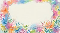 Watercolor floral frame with vibrant flowers and leaves creating decorative border on white background for wedding invitations and greeting cards.