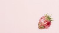 Watercolor strawberry on soft pink background with copy space for text and design projects.