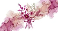 Watercolor floral bouquet with pink and burgundy flowers, berries, and leaves on white background, isolated for wedding or greeting card design.